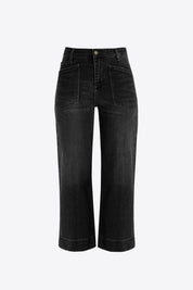 Womens Black Cropped High Waisted Jeans | CicyBell