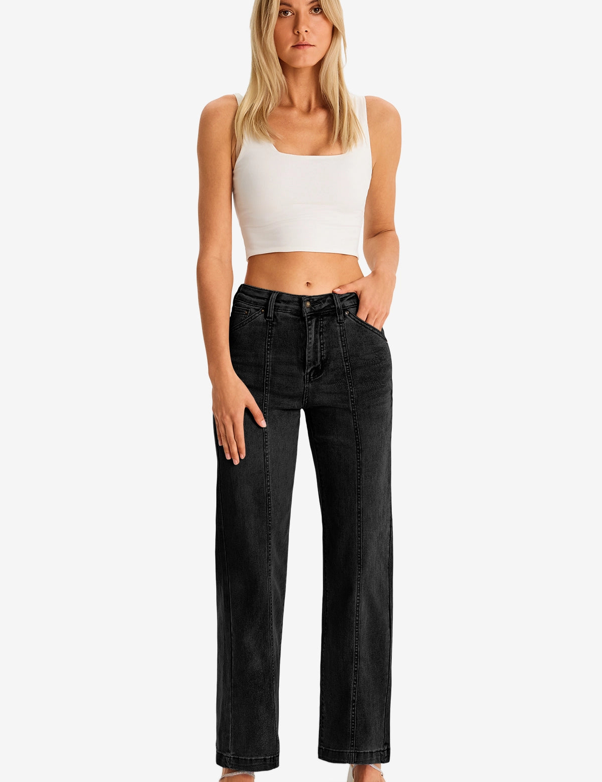 Womens Black Wide Leg Jeans
