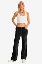 Womens Black High-Waisted Jeans