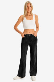 Womens Black Wide Leg Jeans | CicyBell