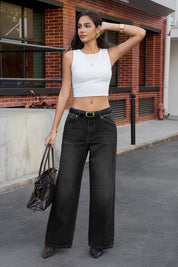 Womens Black Loose Fit Jeans