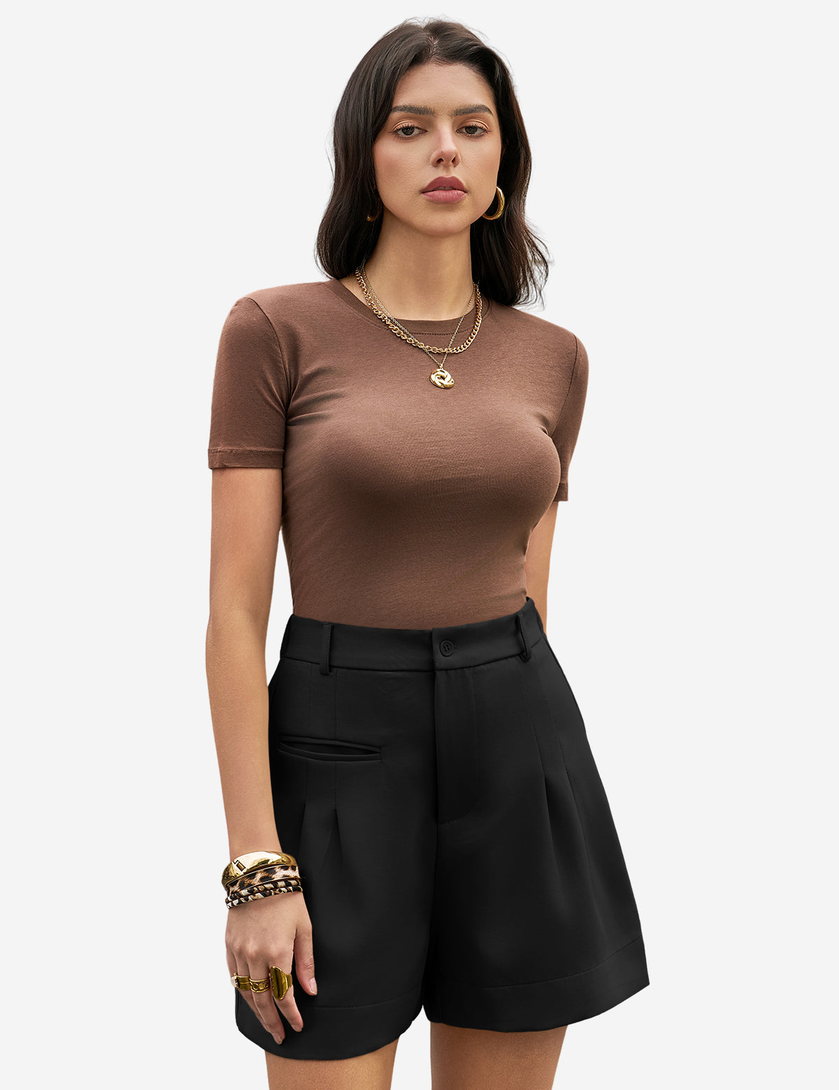 Womens  Black Wide Leg Dressy Shorts 1