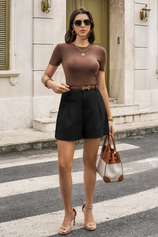 Womens  Black Wide Leg Dressy Shorts | CicyBell