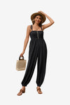 Womens Black Smocked Jumpsuits 1