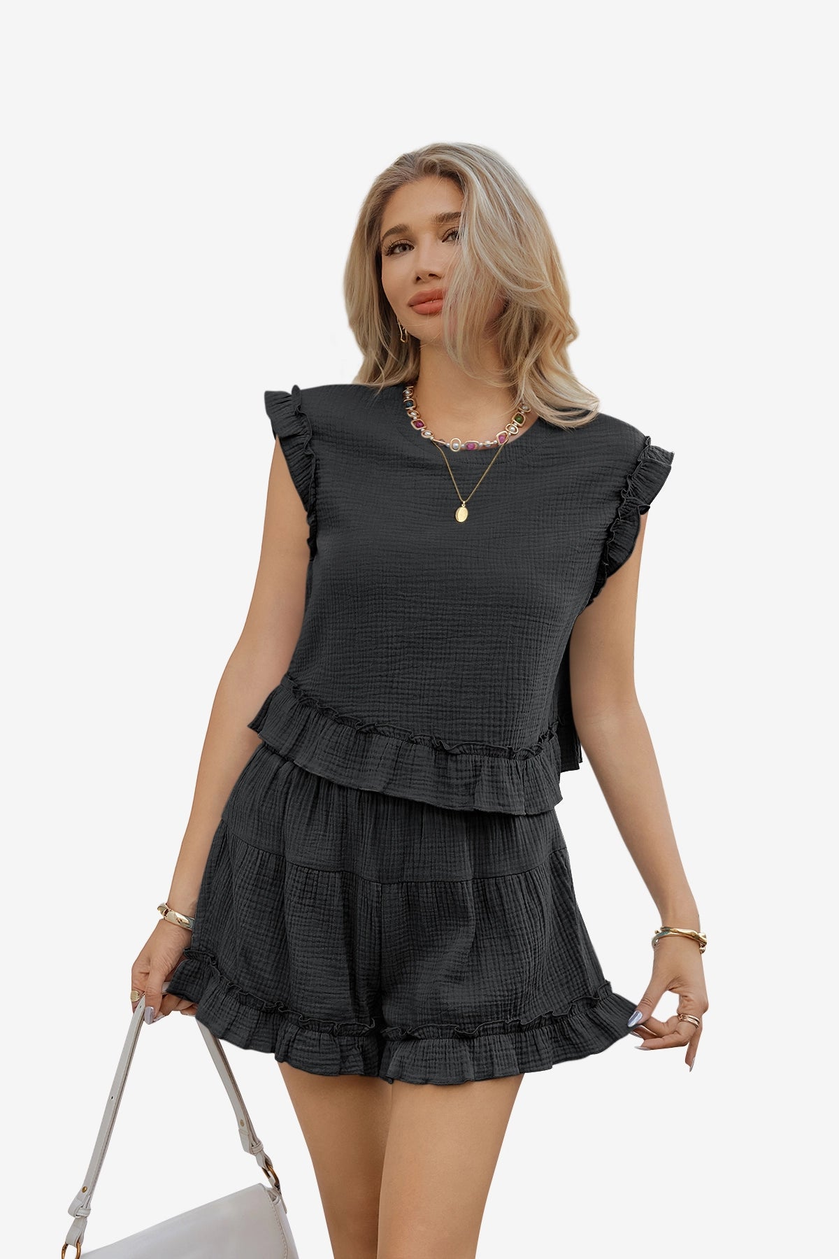 Womens  Black Pajamas Lounge Sets 1