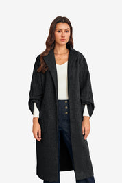 Womens Black Long Pea Coats 1