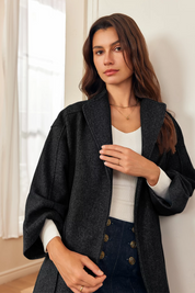 Womens Black Long Pea Coats 2