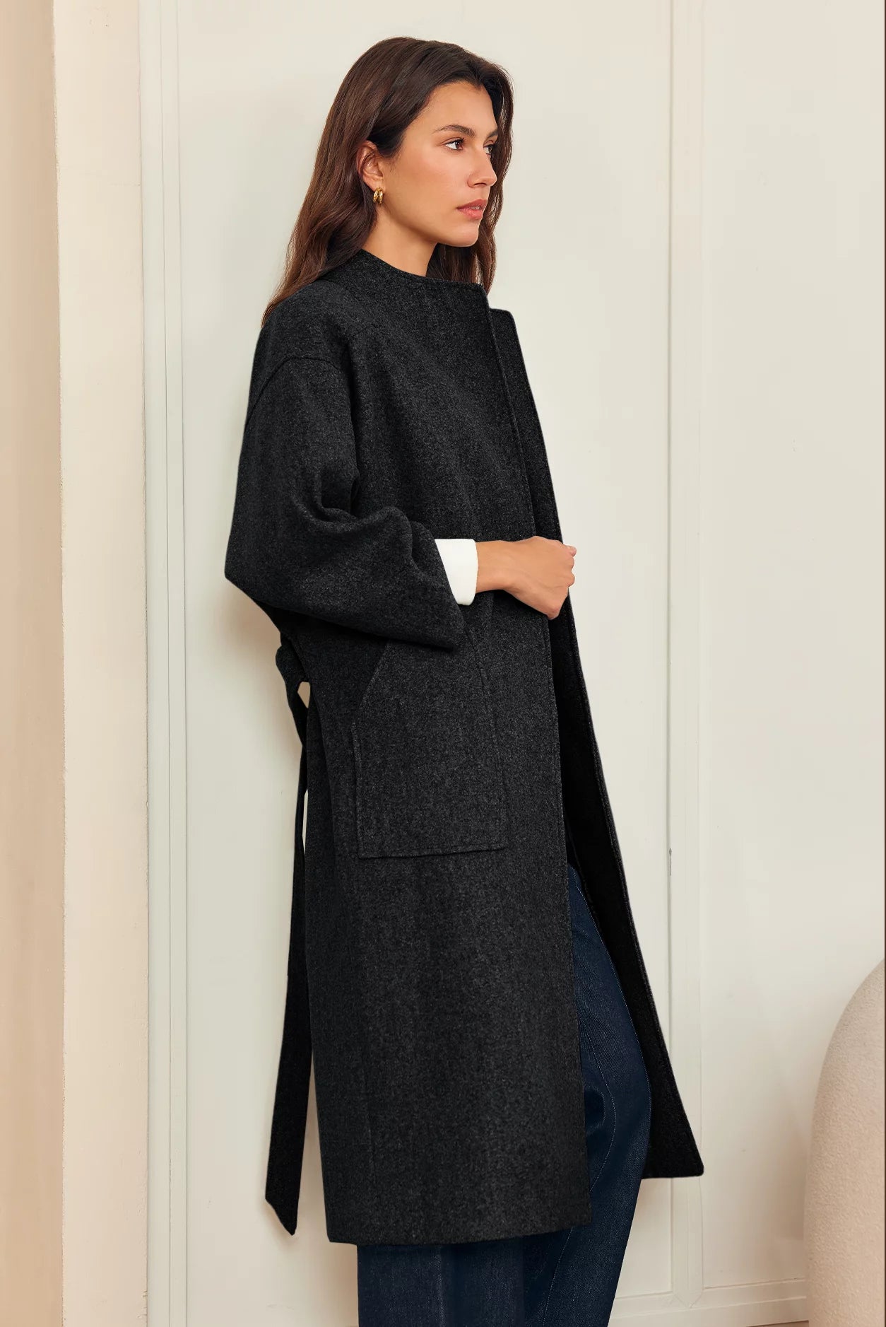 Womens Black Long Pea Coats | CicyBell