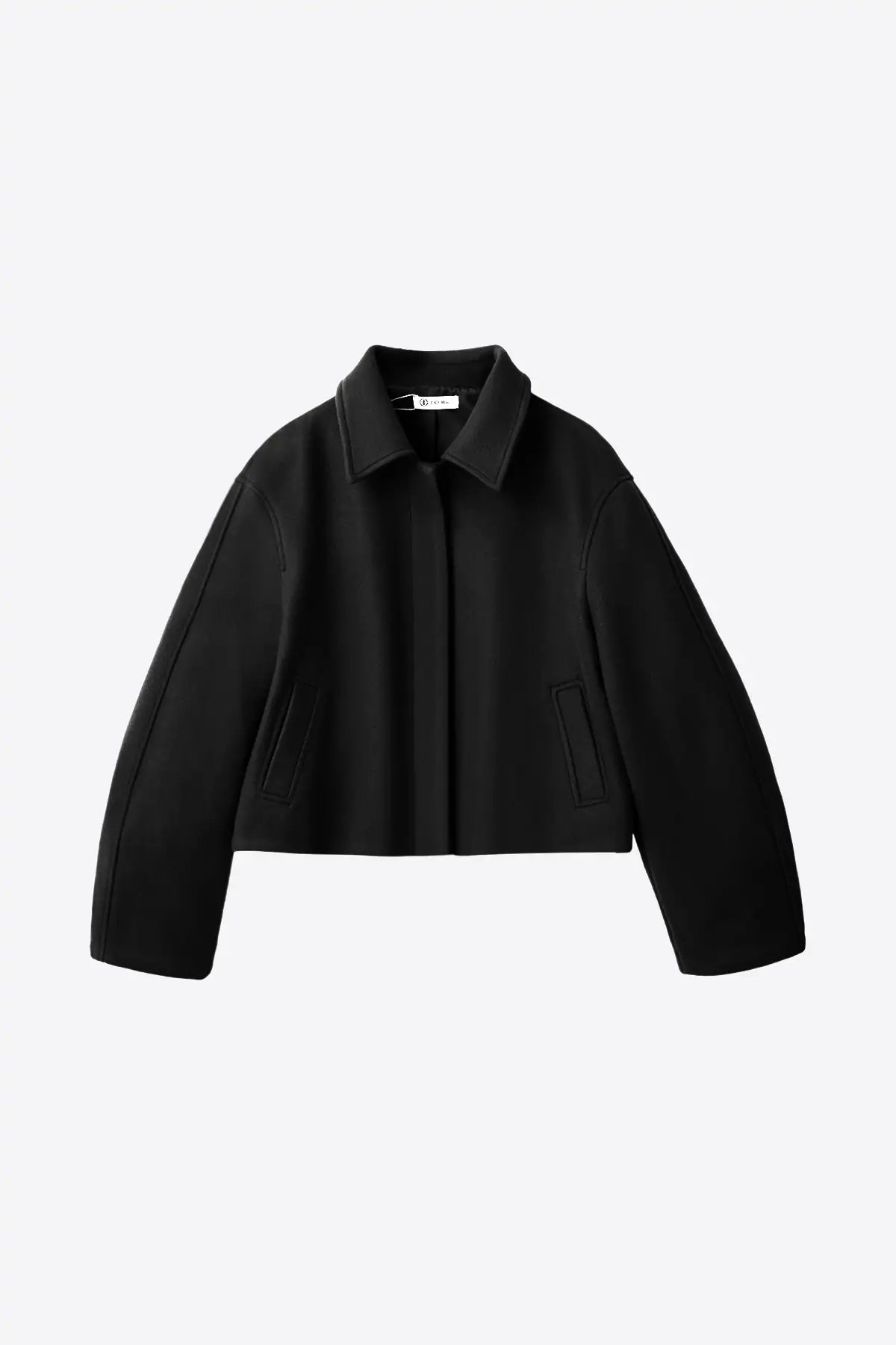 Womens Black Cropped Pea Coat | CicyBell
