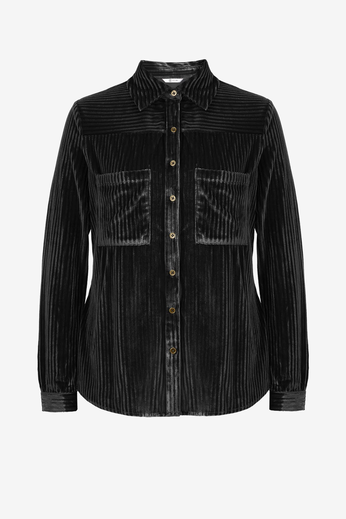 Womens Black Velvet Button Down Shirt | CicyBell
