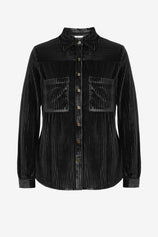 Womens Black Velvet Button Down Shirt | CicyBell