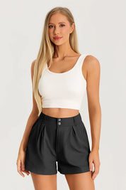 Womens  Black High Waisted Shorts 2