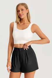 Womens  Black High Waisted Shorts 3