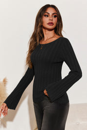 Womens Black Long Sleeve Knit Tops 2