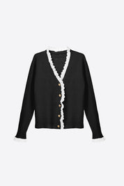 Womens Black  Lace V Neck Sweaters | CicyBell
