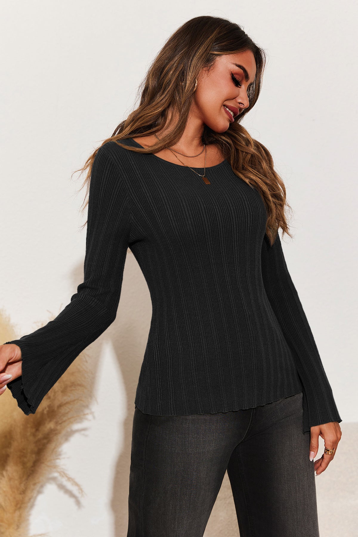 Womens Black Long Sleeve Knit Tops | CicyBell
