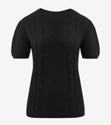 Womens  Black Puff Short Sleeve Sweater | CicyBell