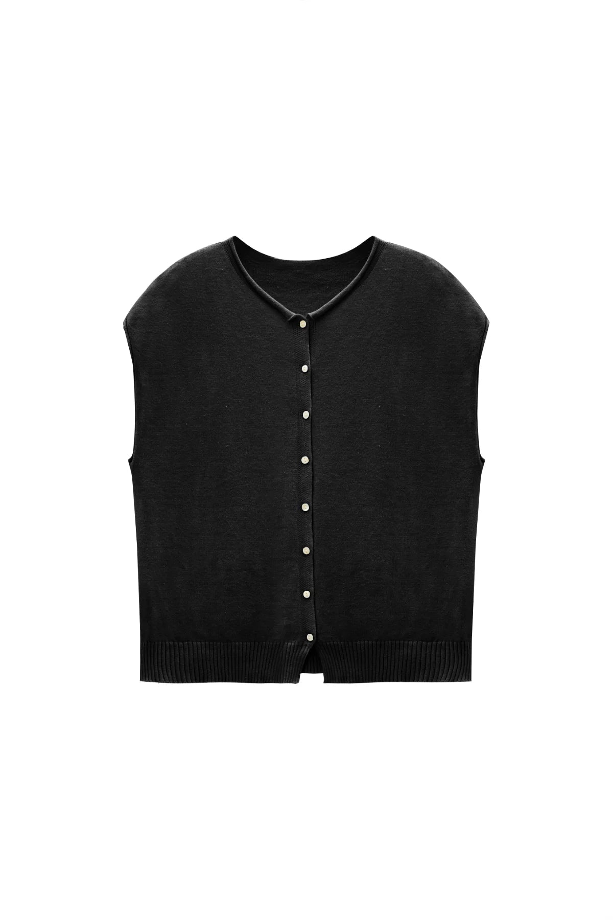 Womens Black Cap Sleeve Sweater Vest | CicyBell