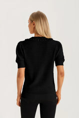 Cicy Bell Black Ruffle Peter Pan Collar Cardigan Sweater