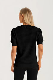 Cicy Bell Black Ruffle Peter Pan Collar Cardigan Sweater