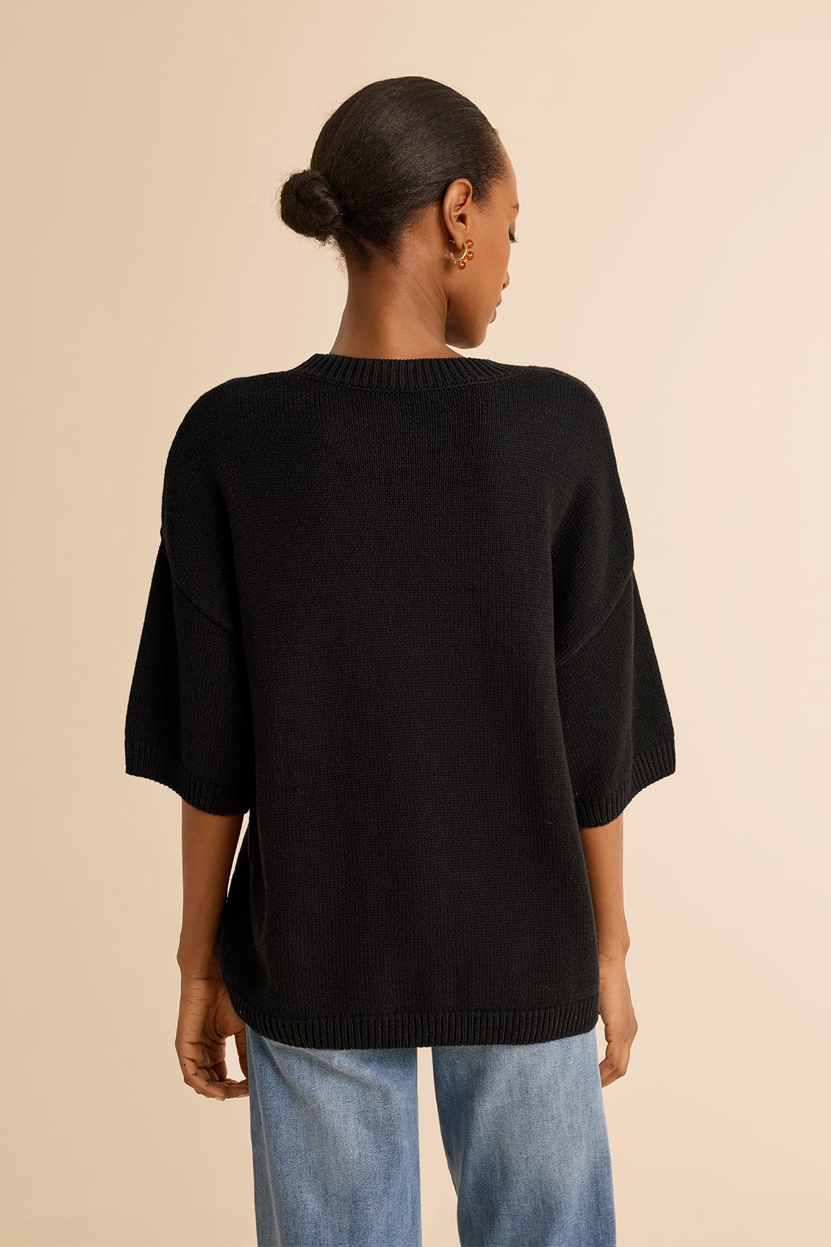 Womens Black Half Sleeve Sweaters | CicyBell
