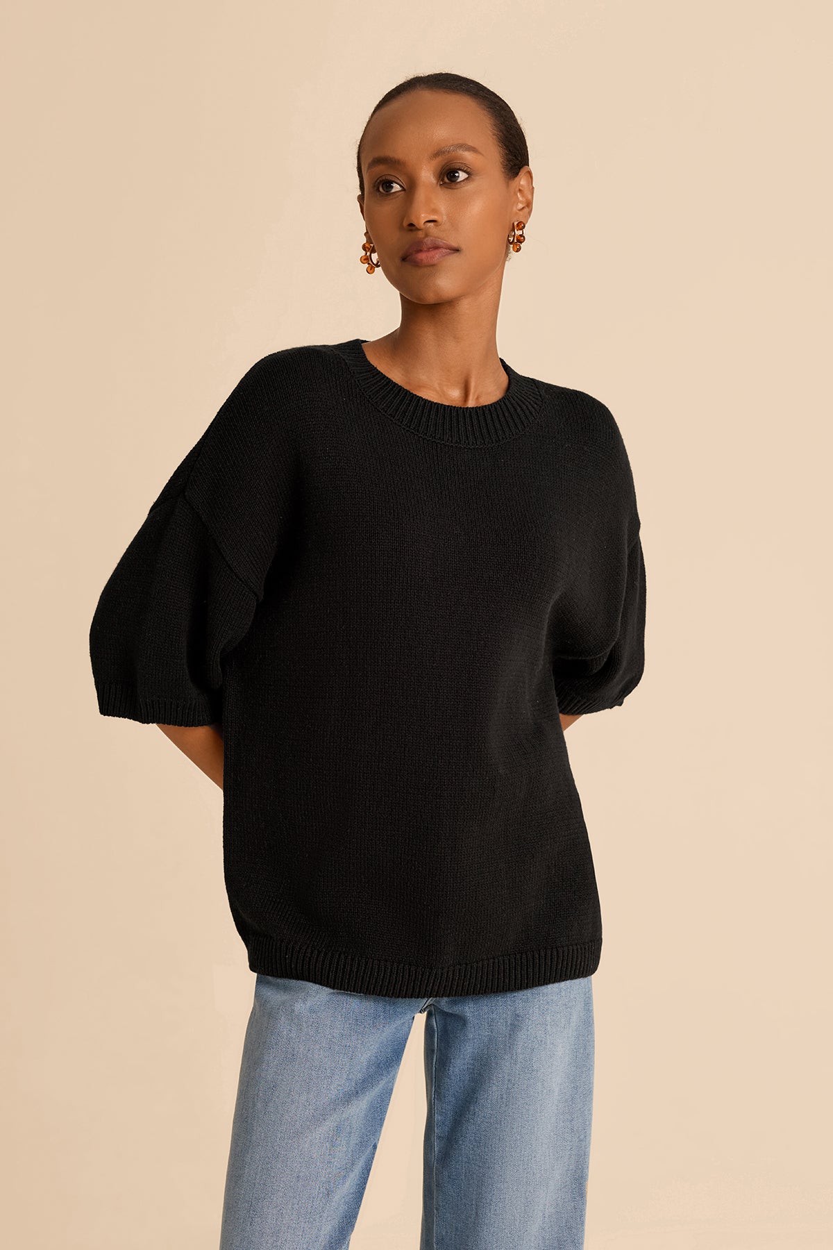 Womens Black Half Sleeve Sweaters | CicyBell