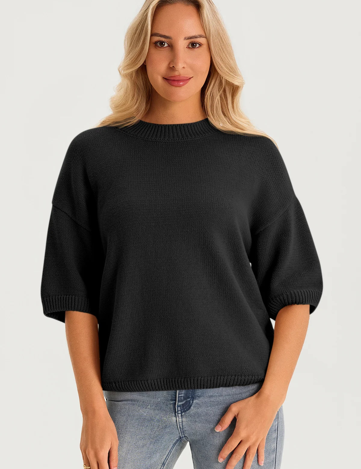Womens Black Half Sleeve Sweaters 3
