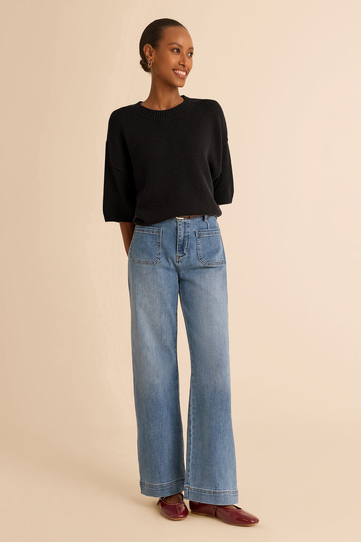 Womens Black Half Sleeve Sweaters | CicyBell