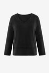 Womens  Black V Neck Casual Flowy Tops 2