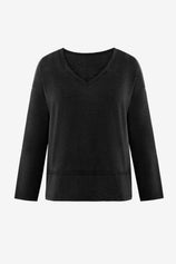 Womens  Black V Neck Casual Flowy Tops 2