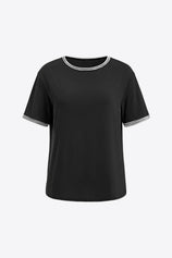 Womens Black Summer Crew Neck T Shirts 2