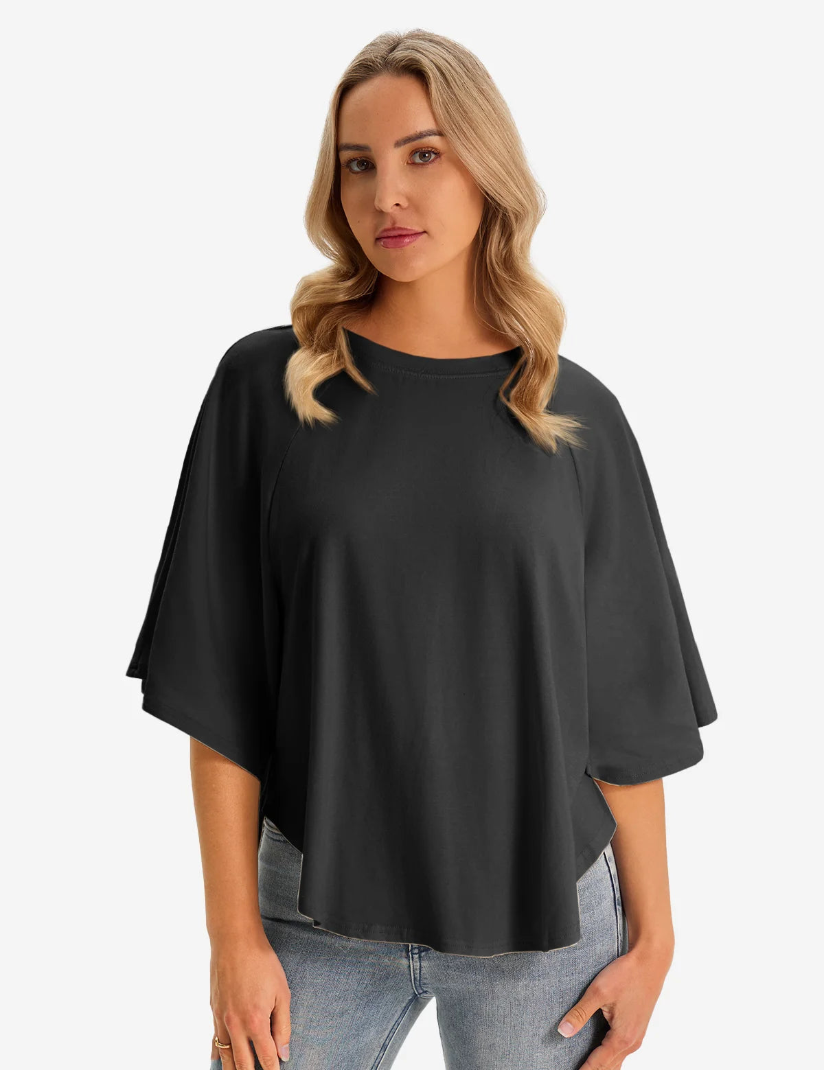 Womens  Black Summer Oversized T-shirts 1