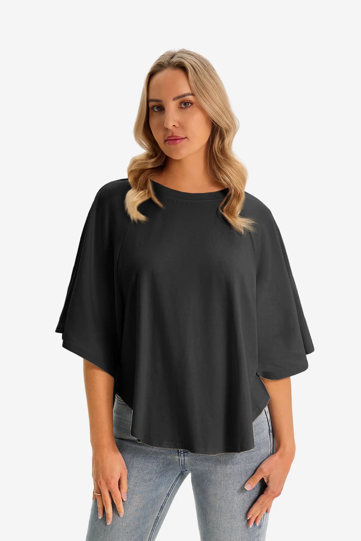 Womens  Black Summer Oversized T-shirts 1