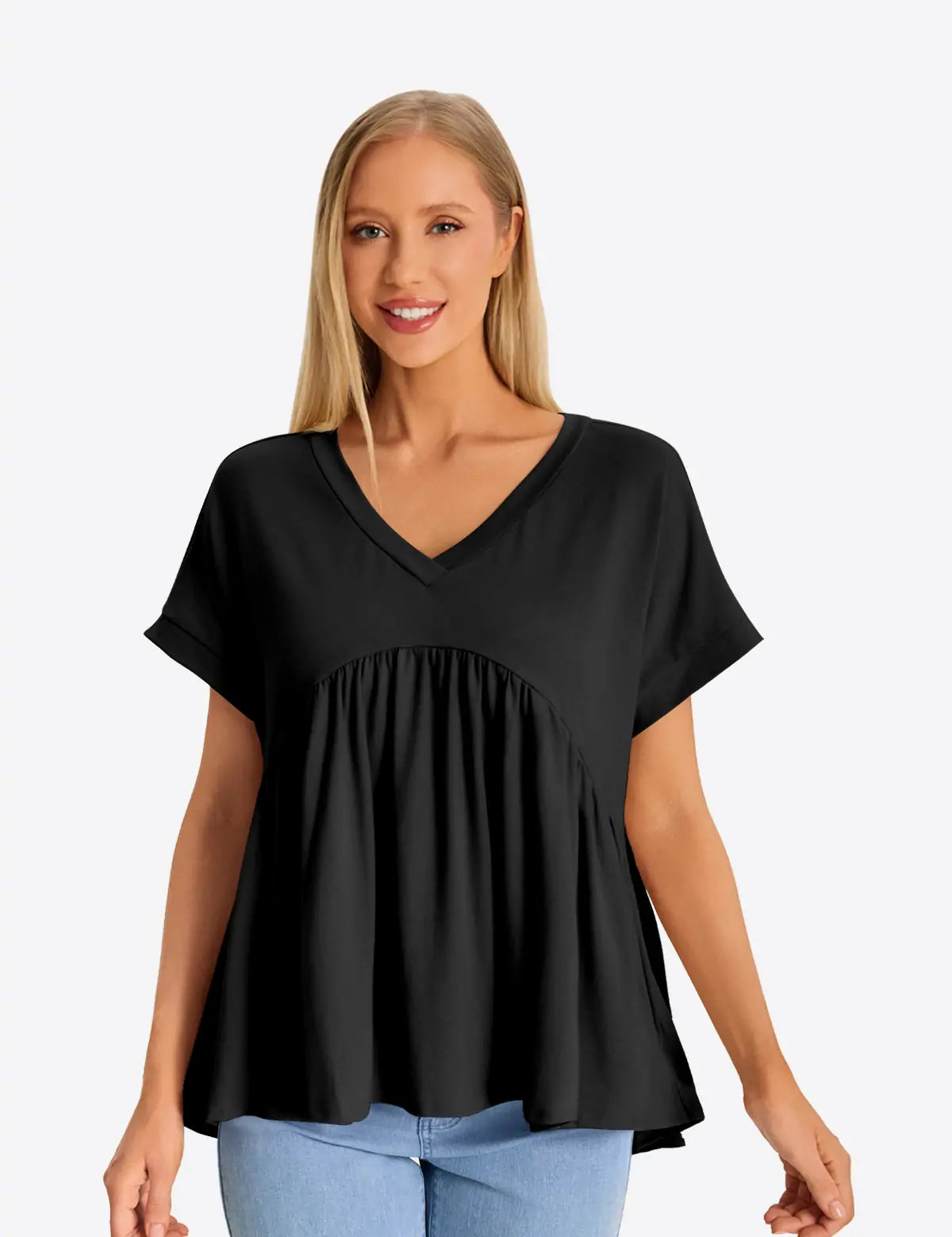 Womens  Black Summer Peplum Tops 1