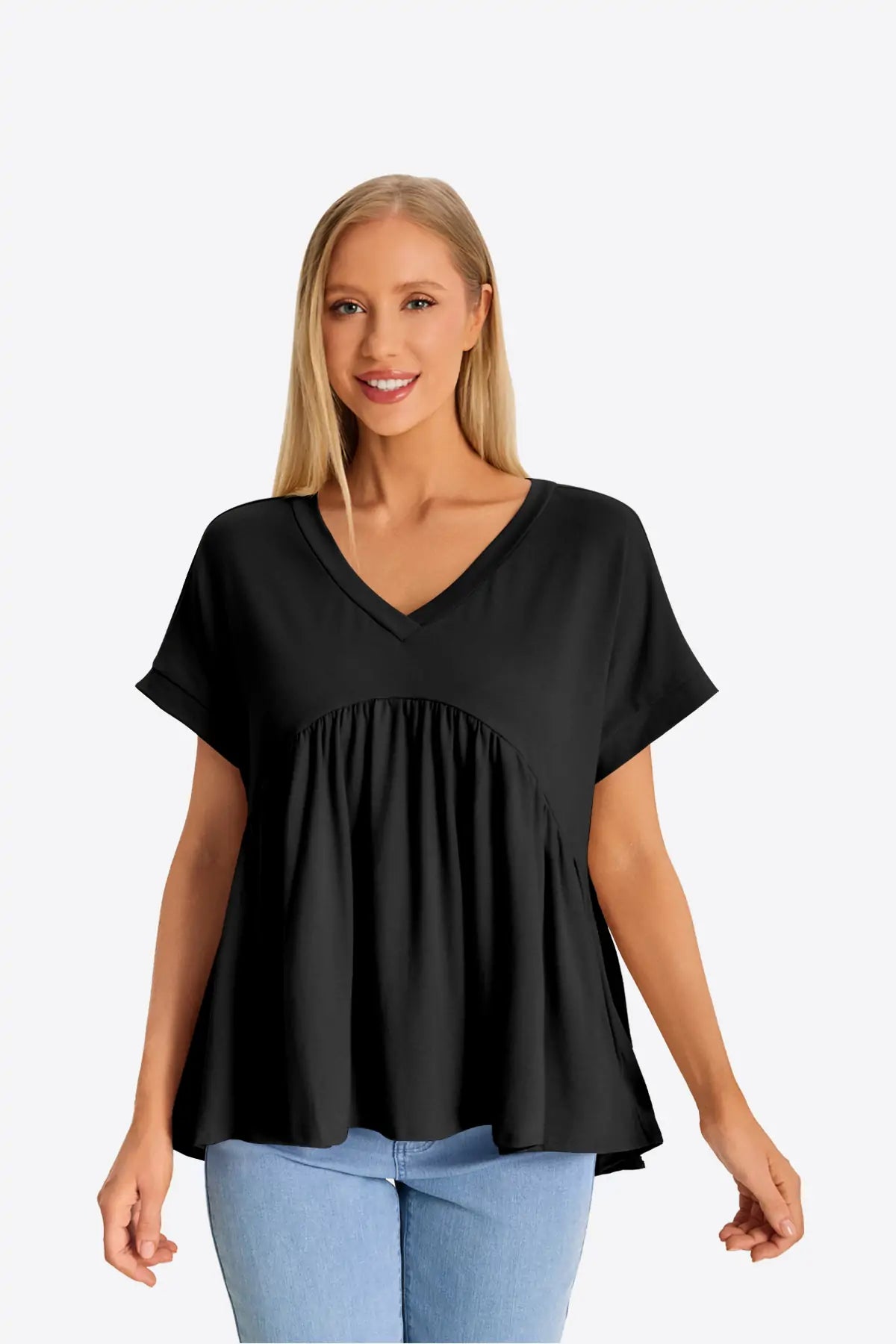 Womens  Black Summer Peplum Tops 1