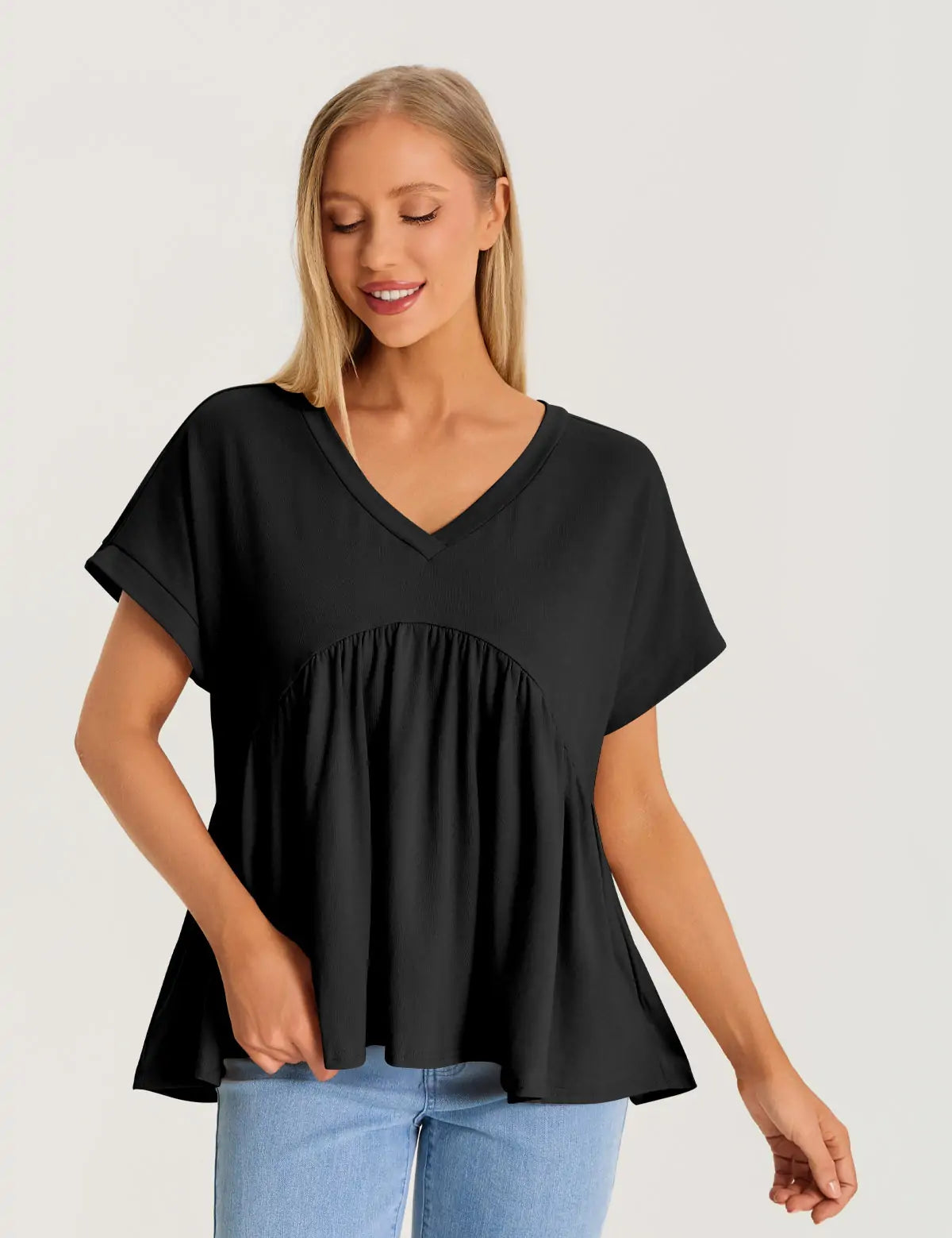 Womens  Black Summer Peplum Tops 2