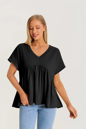 Womens  Black Summer Peplum Tops 2