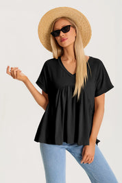 Womens  Black Summer Peplum Tops 3