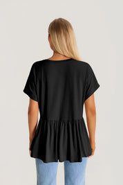 Womens  Black Summer Peplum Tops | CicyBell