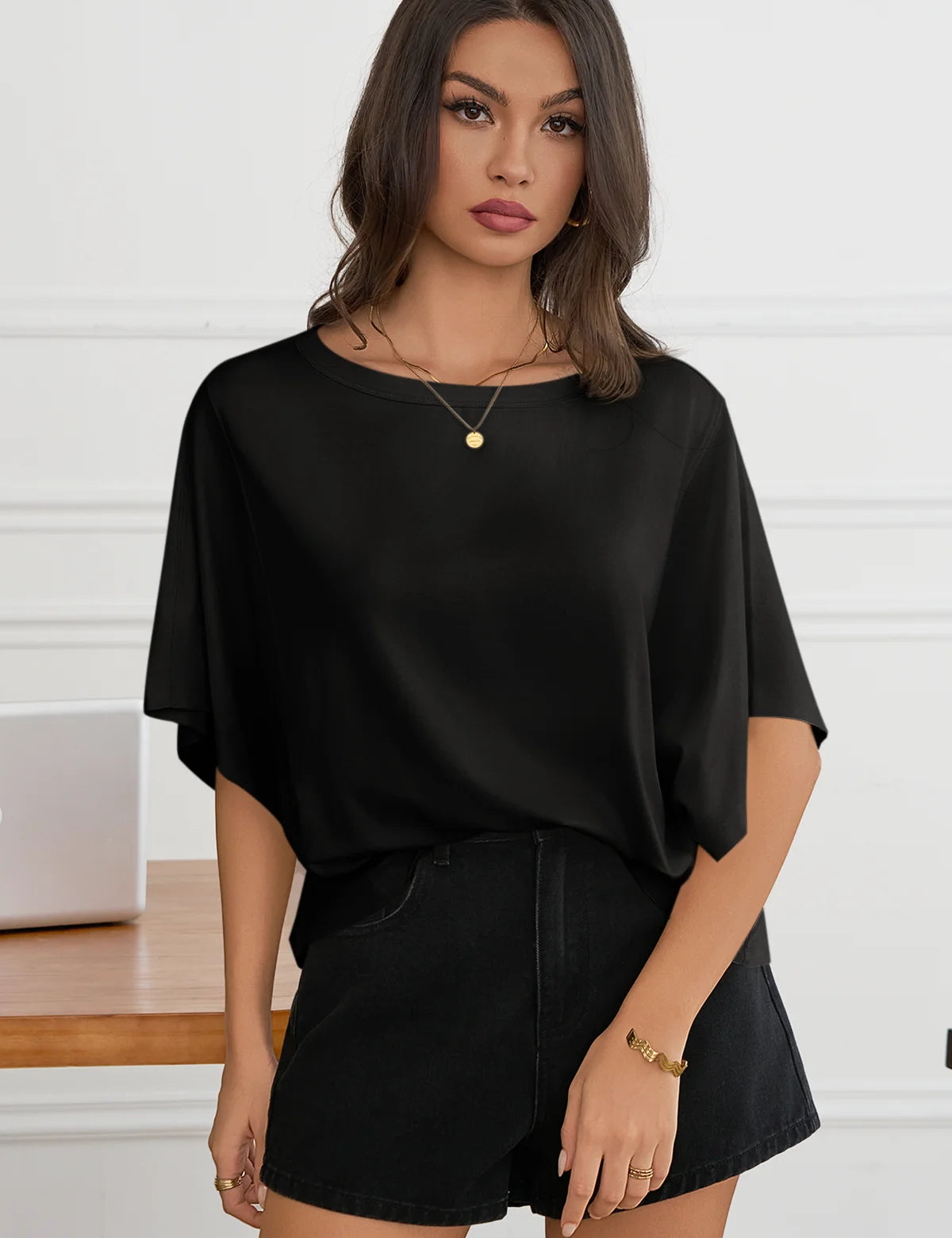 Womens Black Oversized T Shirts 3