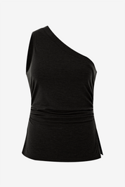 Womens  Black One Shoulder Tank Tops | CicyBell