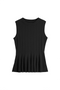Womens  Black Pleated Peplum Tank Tops 2