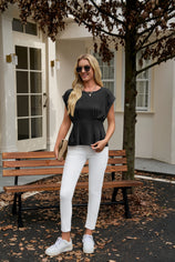 Womens Black Cap Sleeve Tank Tops 3