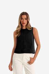 Womens  Black Denim Vest 1