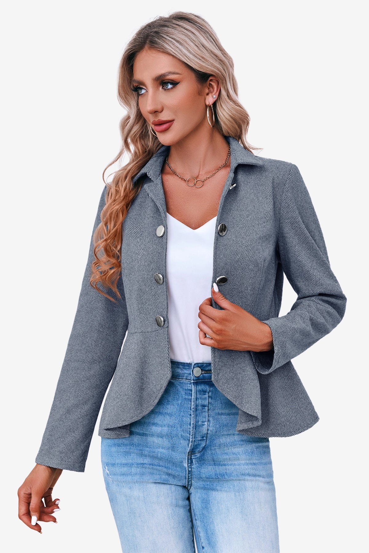 Women Blue Elegant Blazer 1