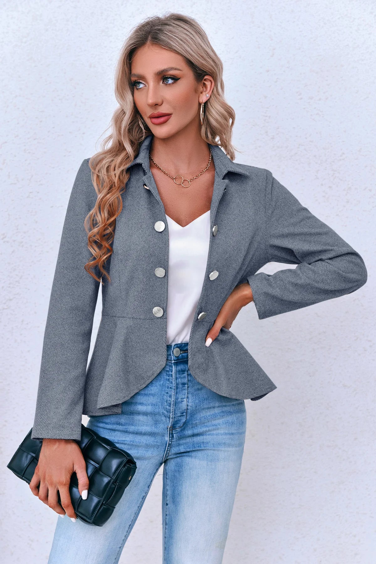 Women Blue Elegant Blazer | CicyBell