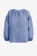 Womens Blue Puff Long Sleeve Blouse 2