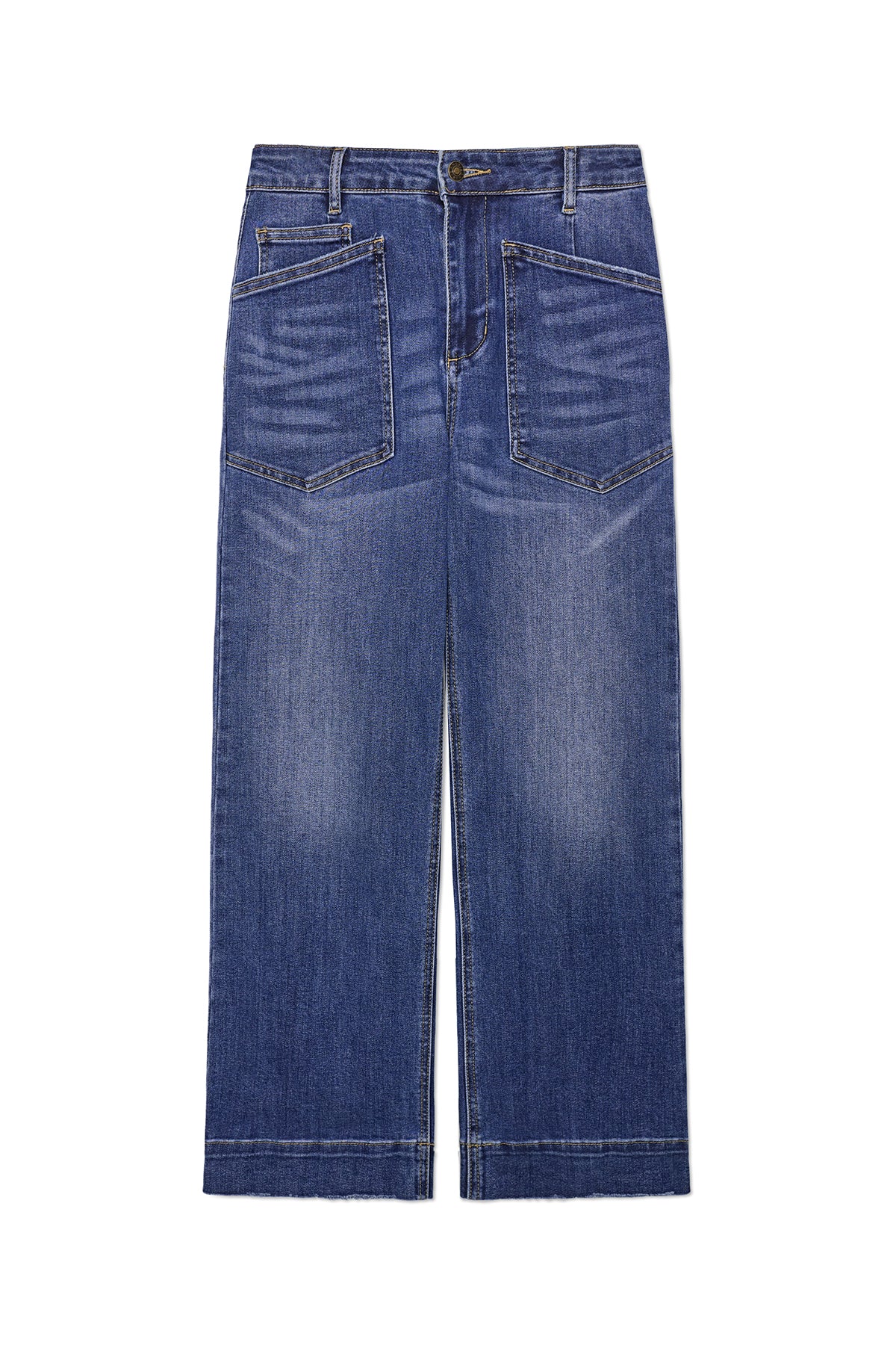 Womens Blue Cropped High Waisted Jeans | CicyBell