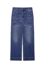 Womens Blue Cropped High Waisted Jeans | CicyBell