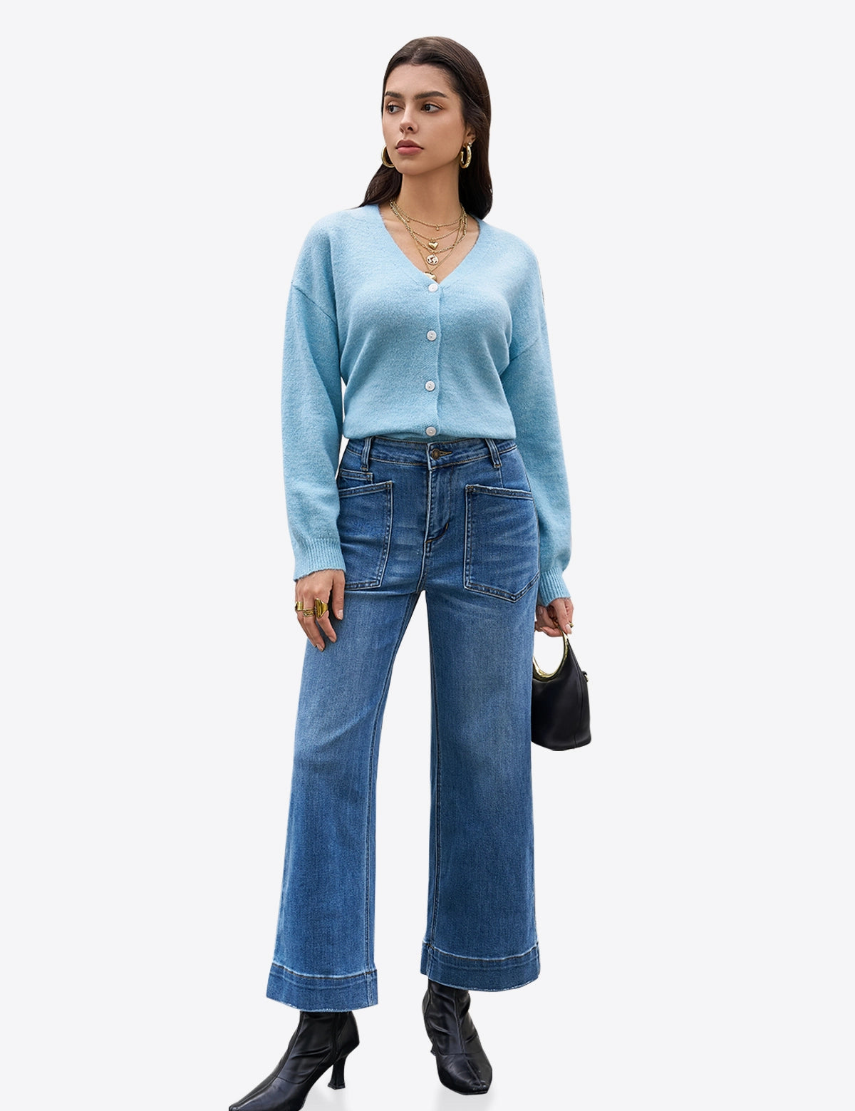 Womens Blue High Waisted Jeans 1